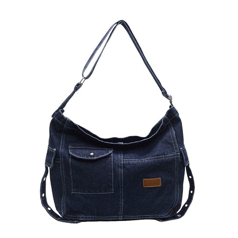 Retro and fashionable large-capacity denim tote bag 2025 Spring trend single-shoulder bag for commuting to work, underarm bag for women Item Picture