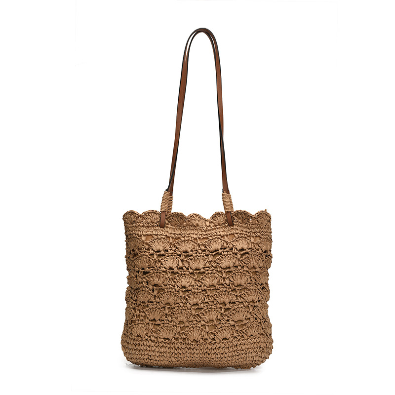 New straw woven hollowed-out bag, versatile straw woven bag, women's handbag, seaside vacation, beach single-shoulder tote bag Item Picture