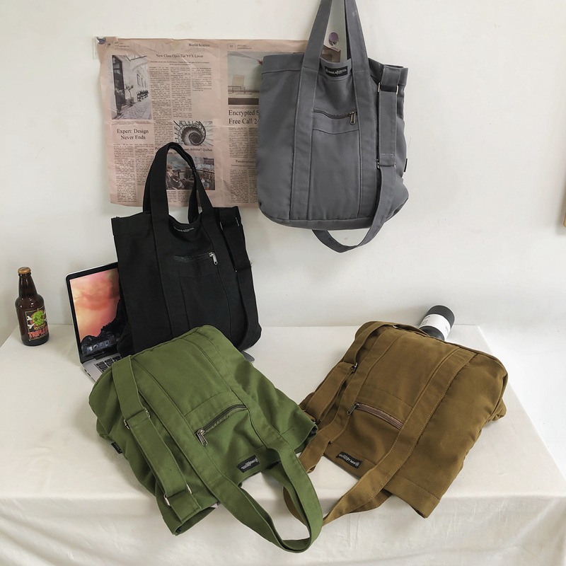 Retro canvas bag 2021 new style simple student class bag for men and women Korean-style casual single-shoulder crossbody bag handbag Specification drawing