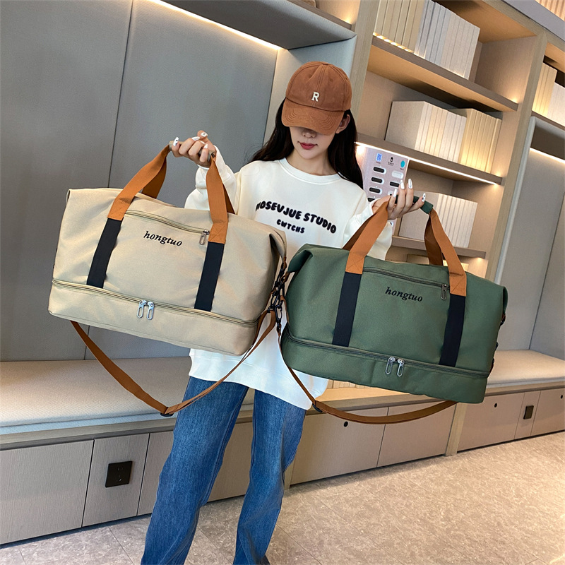 New cross-border fitness bags, convenient shoe compartments, boarding luggage bags, large-capacity waterproof men's and women's casual single-shoulder travel bags details Picture
