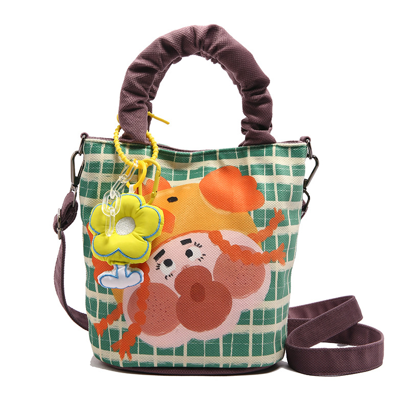 Funny and cute graffiti illustration bag, personalized casual bucket bag, large-capacity handbag, Japanese-style versatile crossbody bag Item Picture