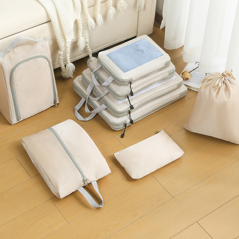 Cross-border travel storage bag compression set, waterproof thickened clothing, underwear, shoes, separate packing, luggage storage bag full figure
