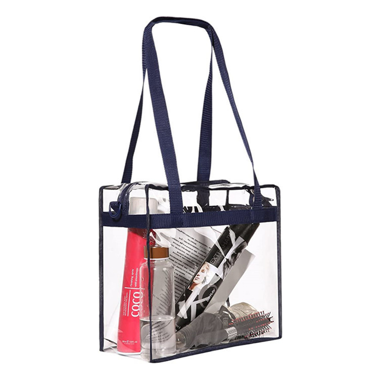 In-stock pvc transparent bag, square capacity, travel storage bag, portable crossbody, hand-held shopping bag, logo Specification drawing