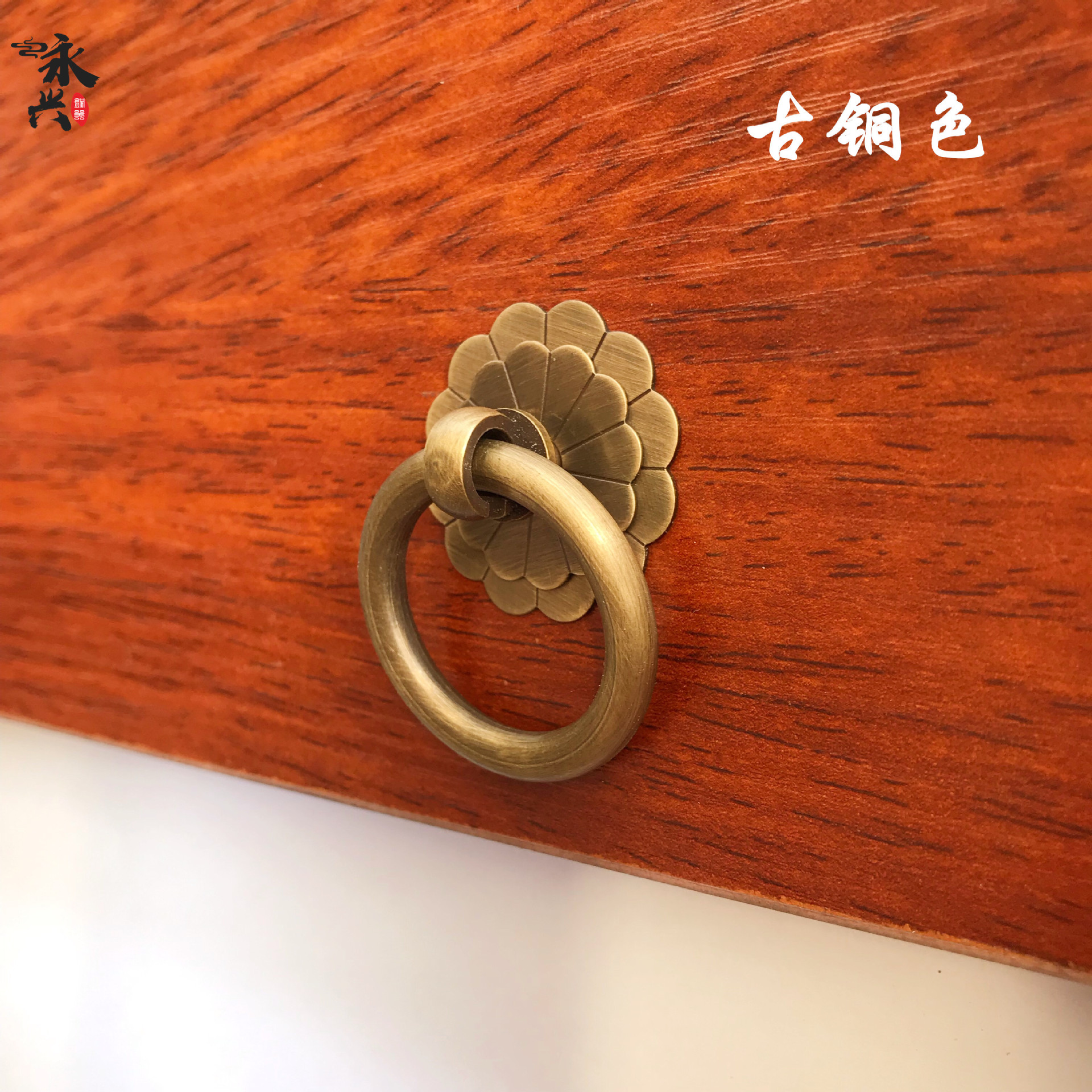 Chinese-style brass pull ring country-style cabinet door, simple drawer, single-hole handle, medicine cabinet bucket, pull handle, copper cabinet handle Application Scenario