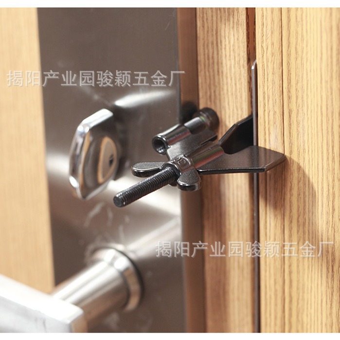 Portable 304 stainless steel door stopper for hotel anti-theft safety, household female single door anti-wolf door blocking top door Specification drawing