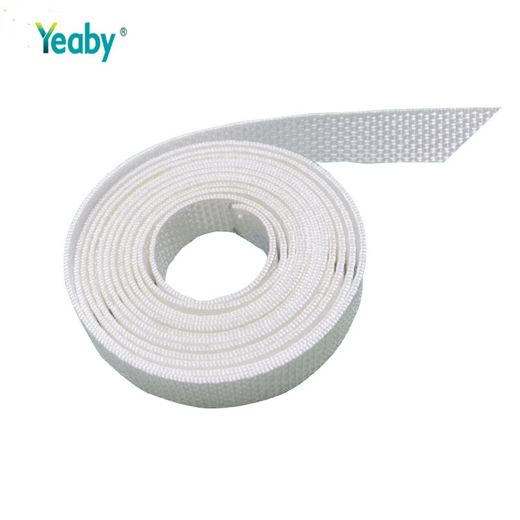 Factory direct supply of 14mm white polyester woven tape for roller shutter door and window accessories, with a hand-pulled rope for the retraction and extension of the curtain Application Scenario