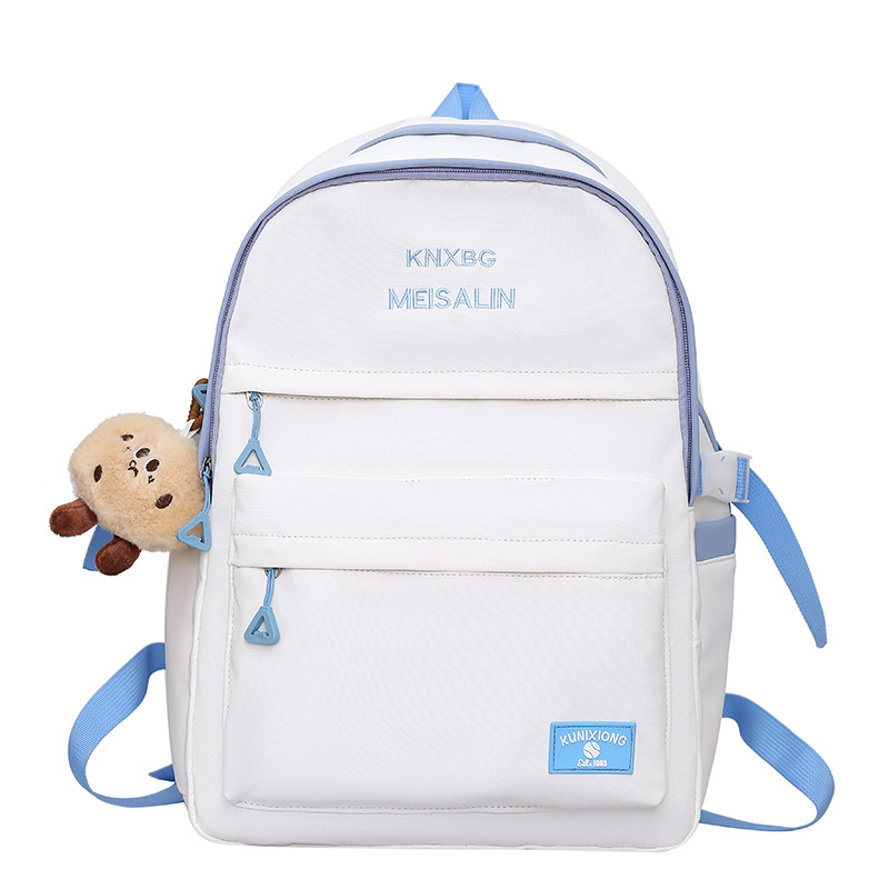 A new type of backpack for junior high school students, high school and college students, solid-color campus large-capacity commuting and travel backpack Item Picture