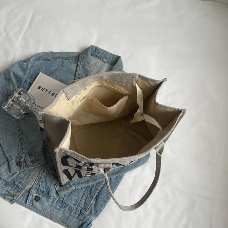 Commuting bag for women 2024 New letter-shaped tote bag, canvas single-shoulder mommy bag, Tote bag Specification drawing