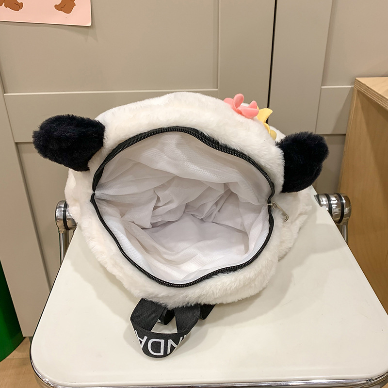 In the autumn and winter of 2024, there is a cute and furry panda, a single-shoulder crossbody bag, a girl's outing backpack, and a cartoon girl's after-school bag Application Scenario