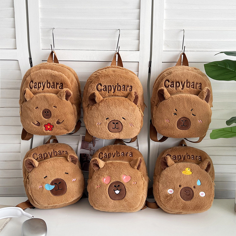 New cartoon Capibara backpack, cute and girlish, children's capybara student bag, wholesale style for export full figure