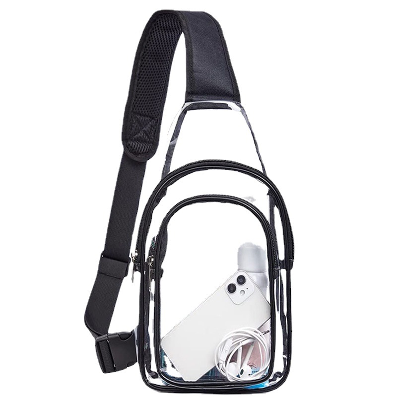 Amazon foreign trade PVC transparent bag, single-shoulder backpack, outdoor travel chest bag, gymnasium visible single-shoulder crossbody bag Item Picture