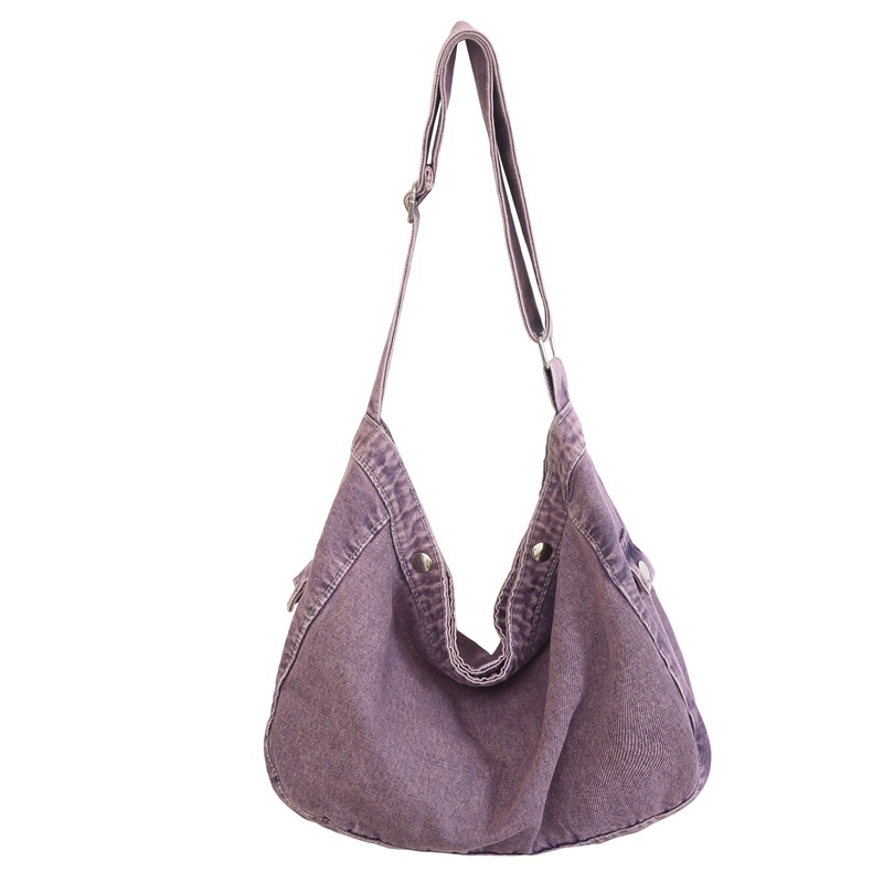 Washed canvas bag for women, Japanese denim crossbody bag, large capacity, laid-back style, artistic and retro single-shoulder bag for women Item Picture