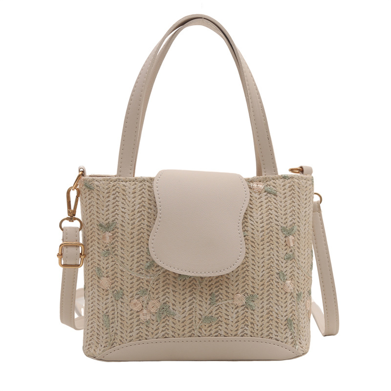 Simple and stylish straw woven single-shoulder tote bag, lace and fresh woven handbag, 2024 new summer fashion women's bag Item Picture
