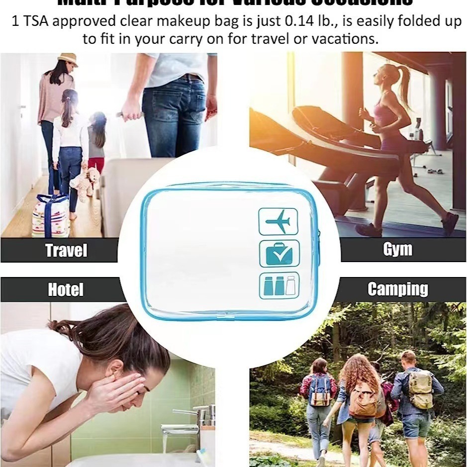 The 2024 new transparent cosmetic bag and travel storage bag with large capacity, made of PVC material and featuring a LOGO, is a cross-border bestseller details Picture