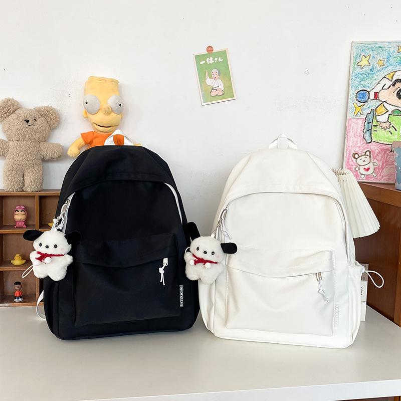 New cross-border schoolbag: Simple and large-capacity backpack for college students, casual solid-color backpack for high school and junior high school students Specification drawing
