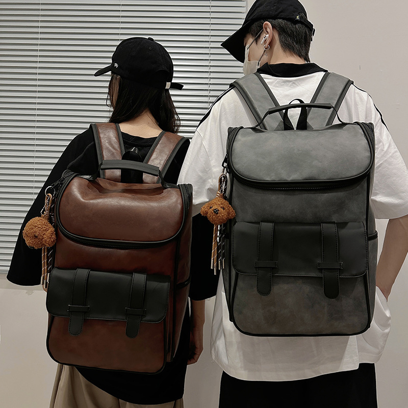 Cross-border business backpack, men's trendy large-capacity backpack, casual student schoolbag, computer backpack full figure