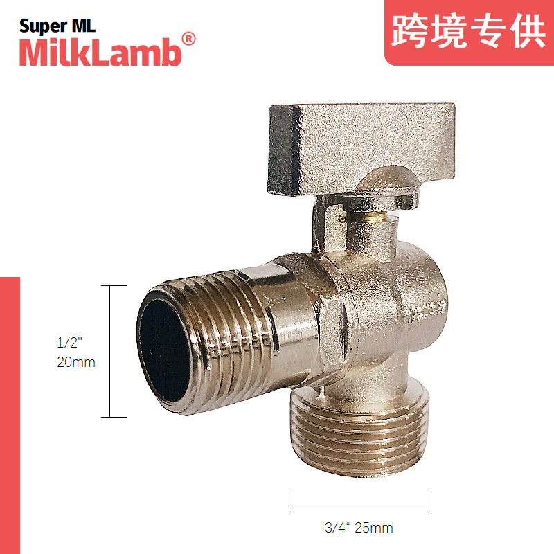Cross-border exclusive supply 1/2"x3/4" external thread zinc alloy Angle valve, foreign trade export type household zinc alloy Angle valve full figure