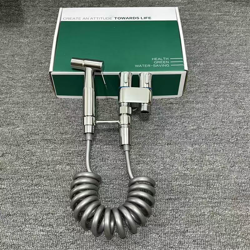 304 stainless steel toilet companion, spray gun flushing, water distribution valve set, pressurized bathroom faucet, double control valve 1 Specification drawing