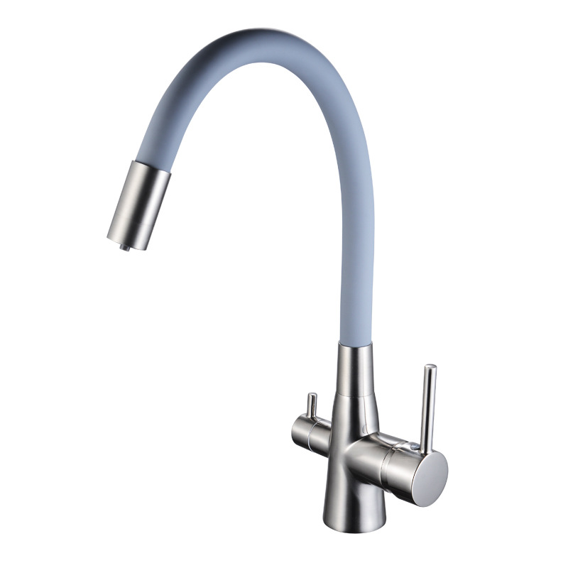 Wholesale of Russian export three-in-one cold and hot kitchen faucet, universal rotating sink faucet, water purifier Item Picture