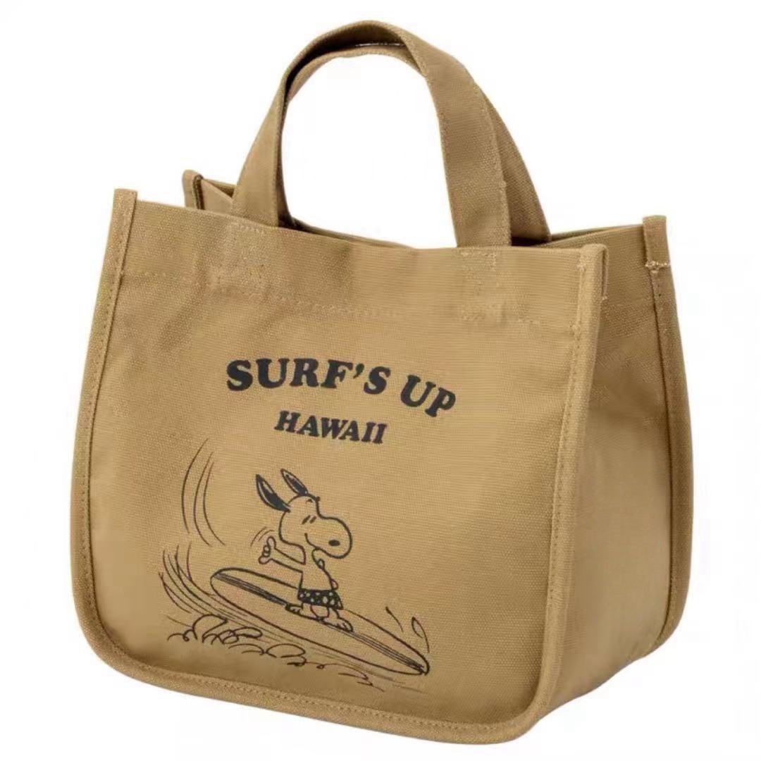 Canvas trendy cartoon pattern lunch box and bento bag, portable large-capacity simple hand-held bag for office workers and students Item Picture