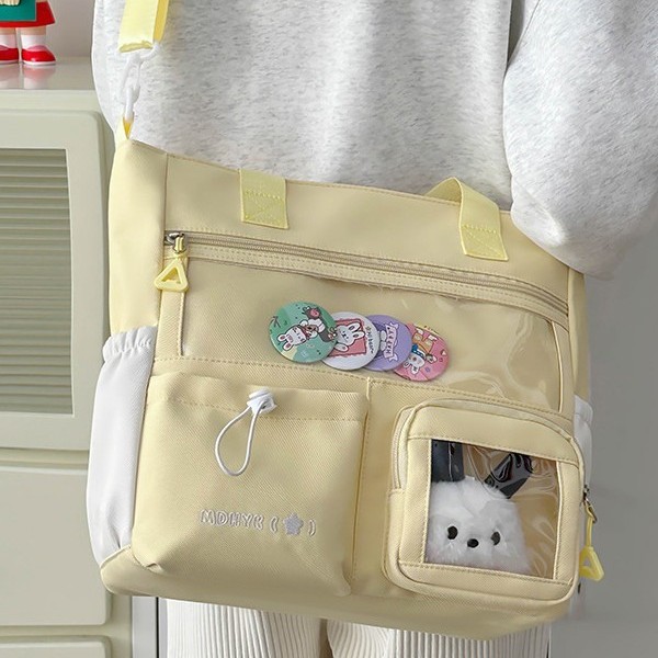 Cute student storage bag, new large-capacity, new fashionable pain bag, versatile, daily school-style tutorial bag, hand-carry full figure