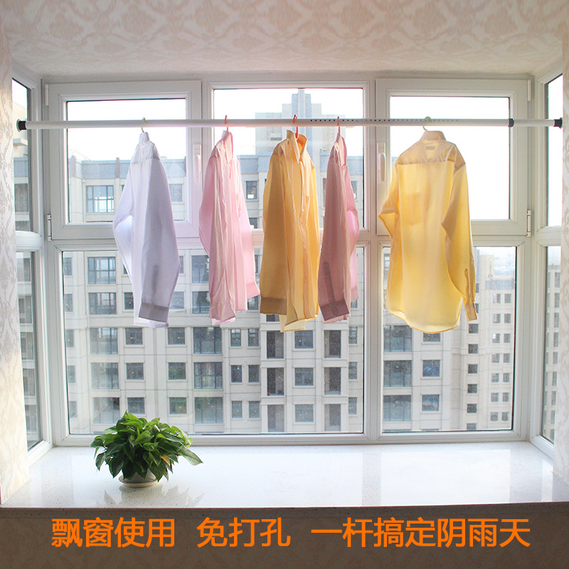 Non-perforated curtain rods, balcony bay window drying rods, bedroom hanging rods, telescopic rods, expansion rods, Roman rods, shower curtain rods Application Scenario