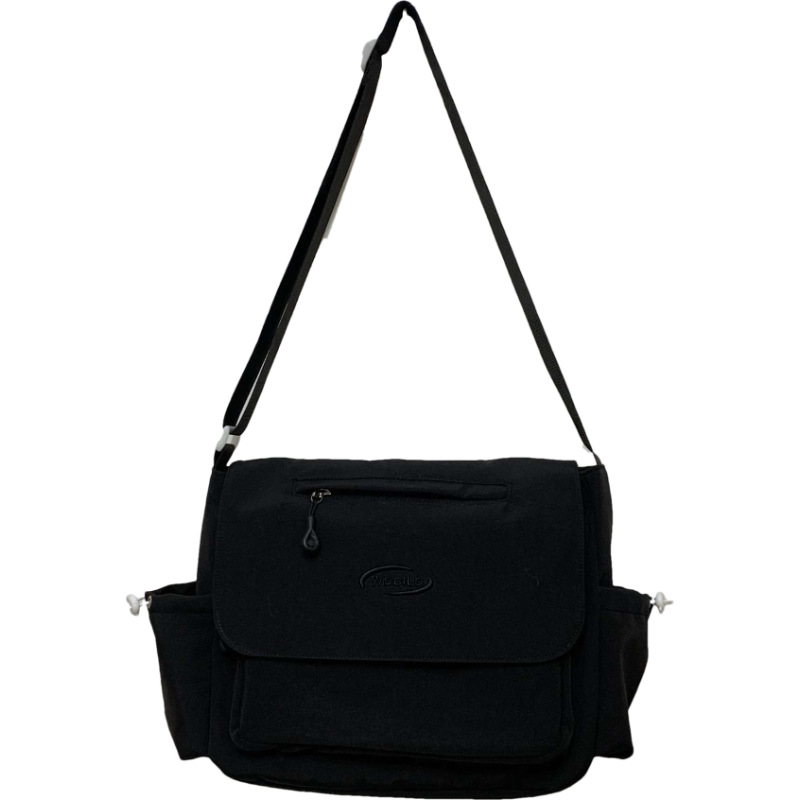 Japanese-style simple workwear crossbody bag, women's laid-back style student large-capacity postman bag, men's commuter tote bag, tutorial bag Item Picture