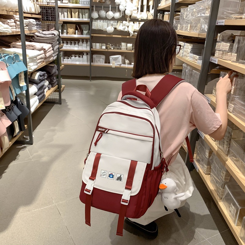 High-appearance-level schoolbag, large-capacity multi-compartment backpack for female junior and senior high school students, Japanese-style versatile school ins backpack details Picture
