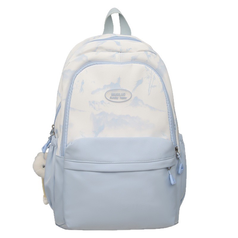 New Chinese-style, fresh and cute schoolbag, a light backpack for girls' travel, a backpack for college, high school and junior high school girls Item Picture