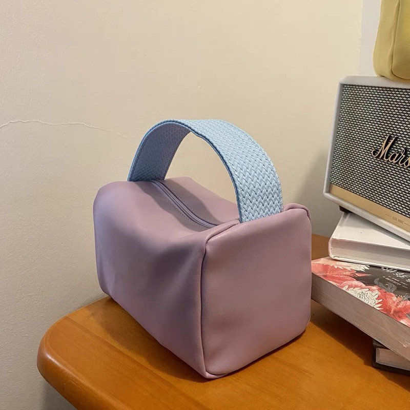Cosmetic bag, travel portable ins candy-colored PU waterproof toiletry bag, large-capacity hand-held sample storage bag in stock Specification drawing