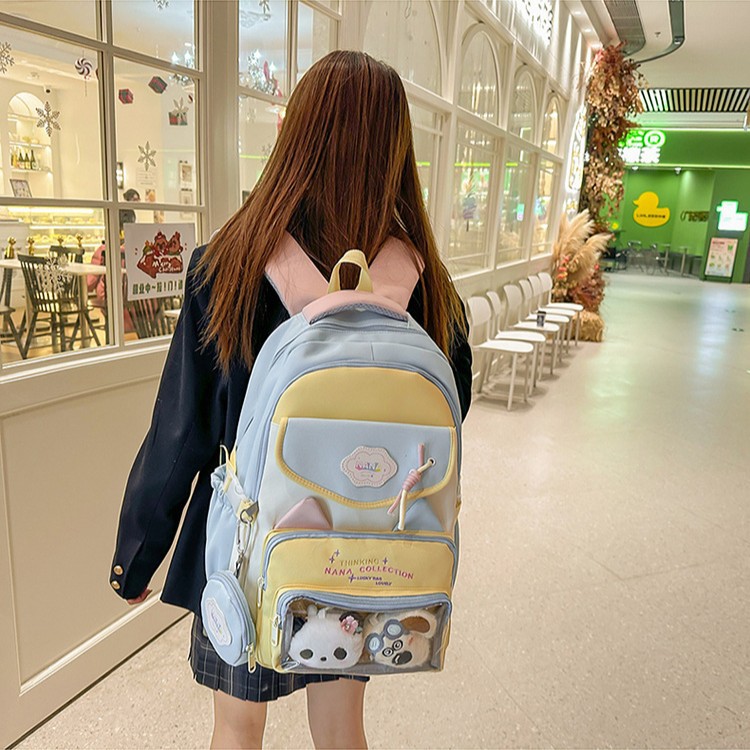 The ins large-capacity backpack is sweet, cute, fashionable and trendy. It is a macaron-colored backpack with a fresh and clean style Specification drawing