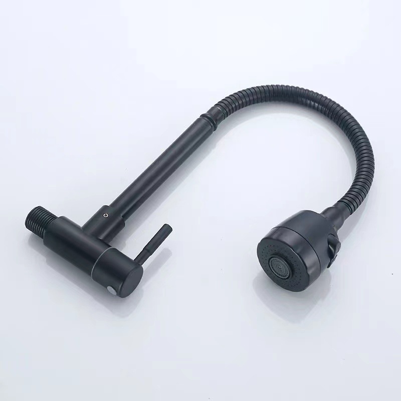 304 Black universal single cooling faucet, wall-mounted single faucet, stainless steel telescopic rotating universal faucet details Picture