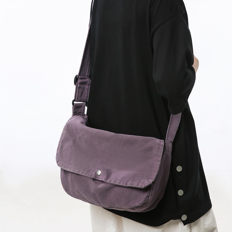 Japanese-style casual canvas bag, women's retro large-capacity crossbody bag, men's simple messenger bag, fashionable college student class bag full figure