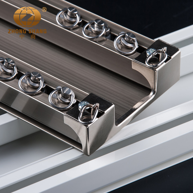Aluminum alloy double-layer connected curtain rods, Roman rods, pulley slides, guide rails, top-mounted single and double track silent curtain tracks full figure