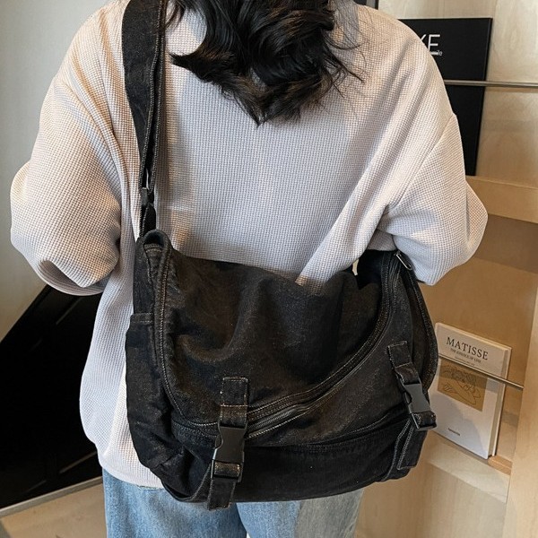Haraju-style single-shoulder bag, men's functional backpack for college students, women's crossbody bag, men's postman bag, ins Japanese-style workwear bag details Picture