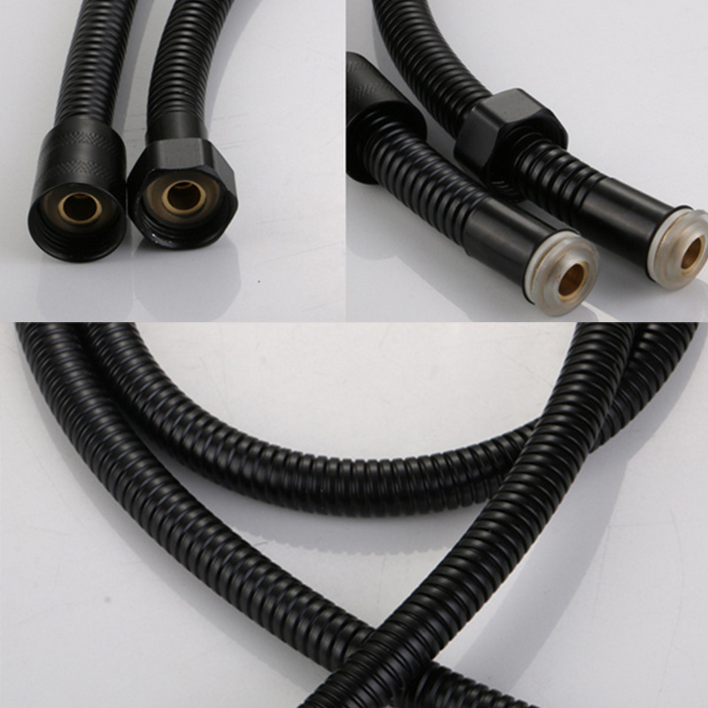 Black brushed gold brushed stainless steel pipe, 304 metal hose, water heater, encrypted hose, drain pipe details Picture