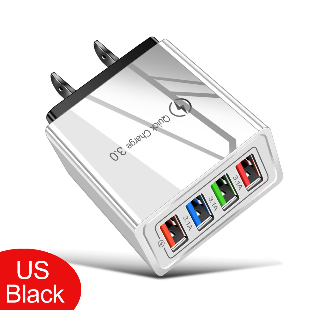 4USB mobile phone charger, 3A color charging head, LED light, European and American standard tablet cross-border exclusive supply wholesale Application Scenario