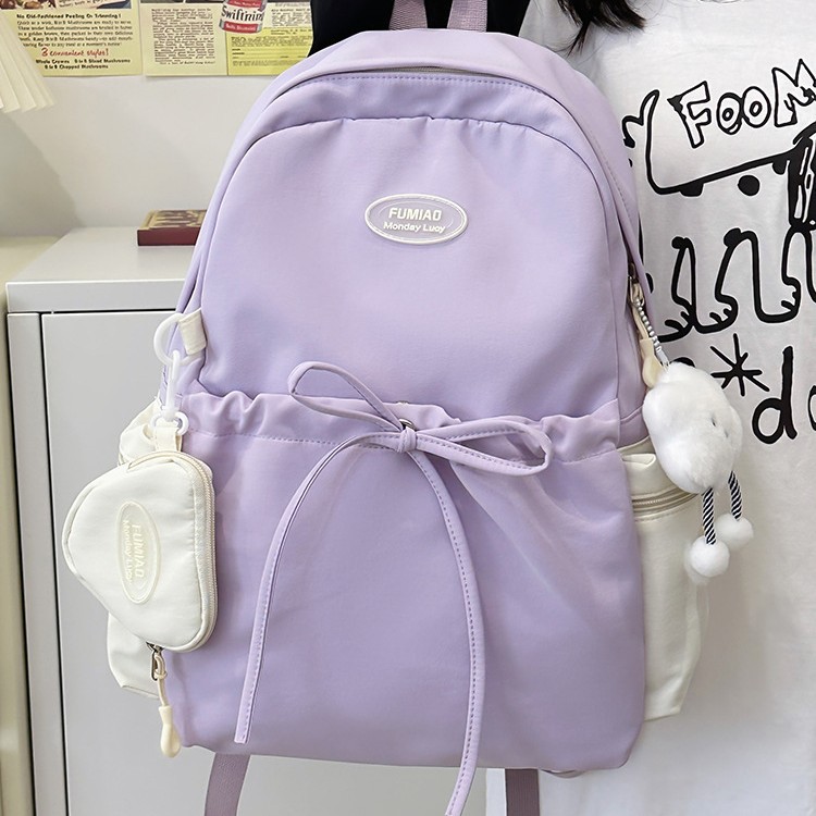 2024 New high-appearancelevel, fresh and simple solid color, versatile, high-capacity backpack for junior and senior high school students, female and college students Specification drawing