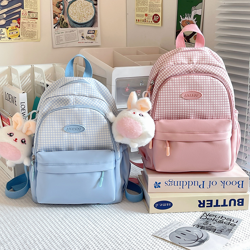 Cross-border soft and cute girl backpack, spring outing travel bag for primary and secondary school students, high appearance level, casual and fashionable schoolbag Specification drawing