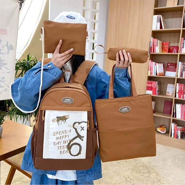 Korean InS-style Japanese color-blocking graffiti schoolbags for junior and senior high school students, large-capacity travel computer bags, and backpacks details Picture
