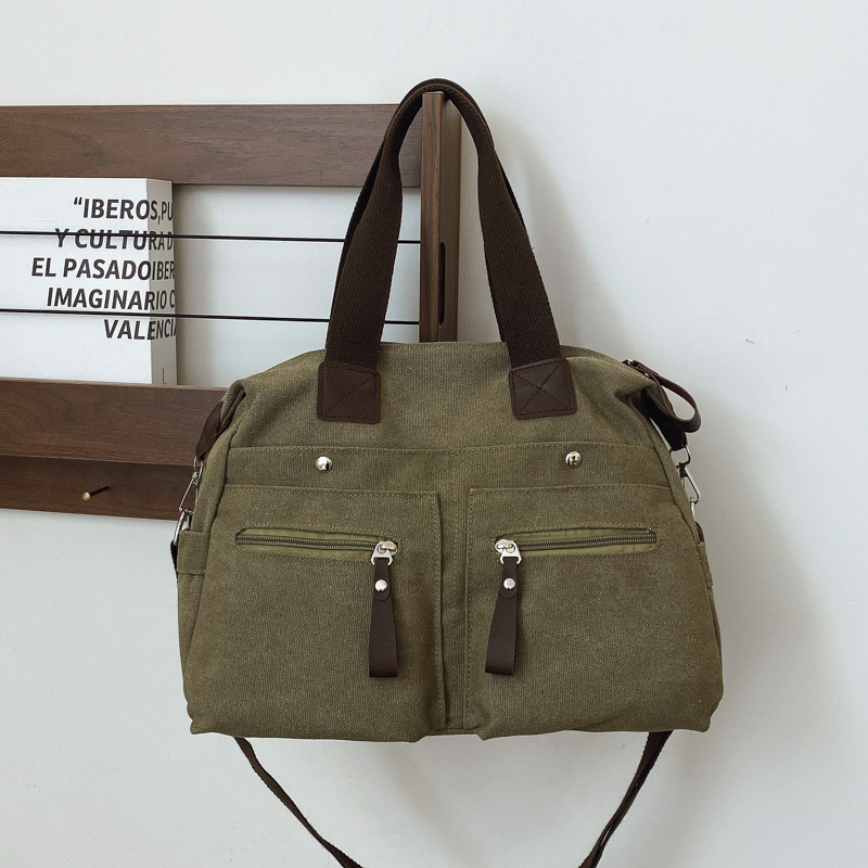 Tote Women's Bag 2024 Winter New large-capacity commuting single-shoulder canvas bag, fashionable large bag, versatile single-shoulder bag full figure