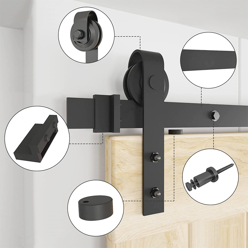 Cross-border Nordic-style barn door track, wooden sliding door, hanging rail, bathroom, toilet, kitchen, sliding interior door, sliding rail details Picture