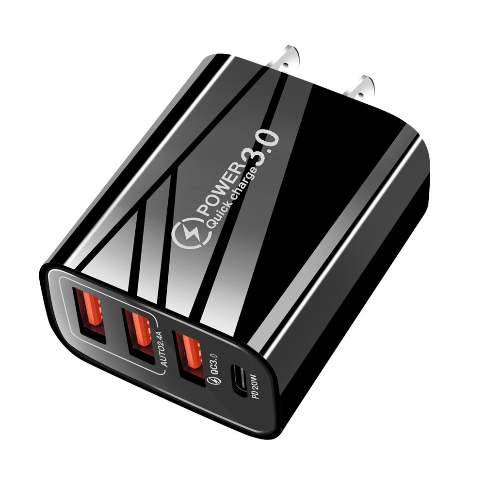 Multi-port usb+ Type-C charger multi-functional charging head, suitable for Apple, Android and Huawei universal multi-hole Item Picture
