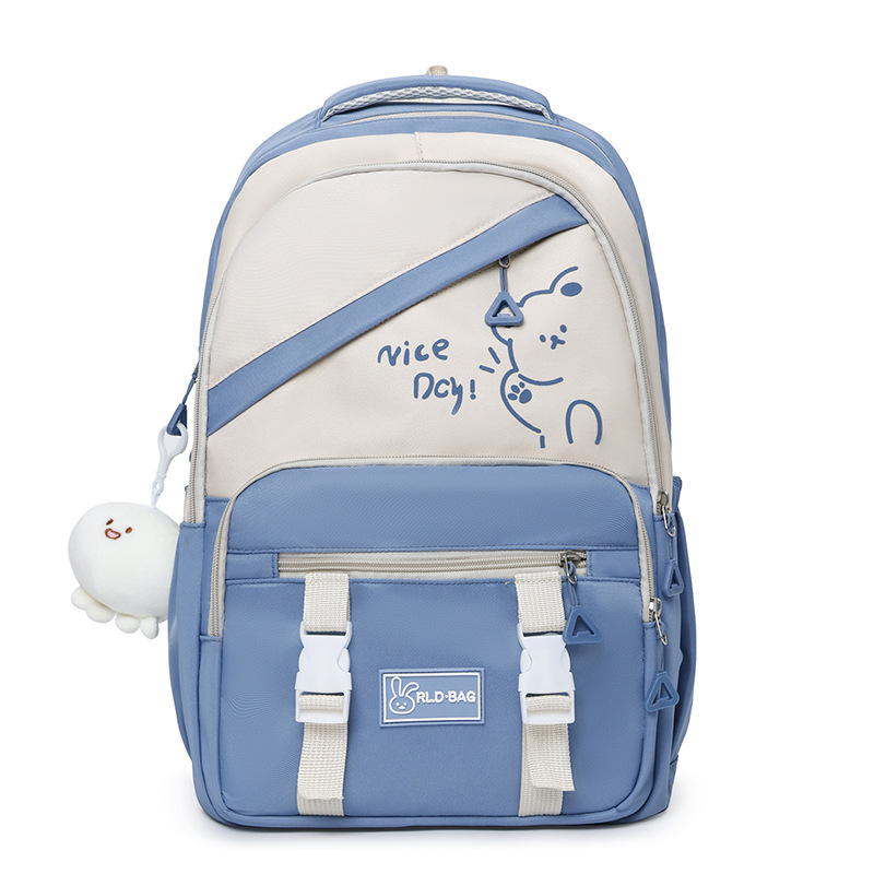 Korean version large-capacity lightweight and lightning-resistant junior high school schoolbag, color-blocking trendy brand rabbit backpack, girls' high school appearance level make-up class bag Specification drawing