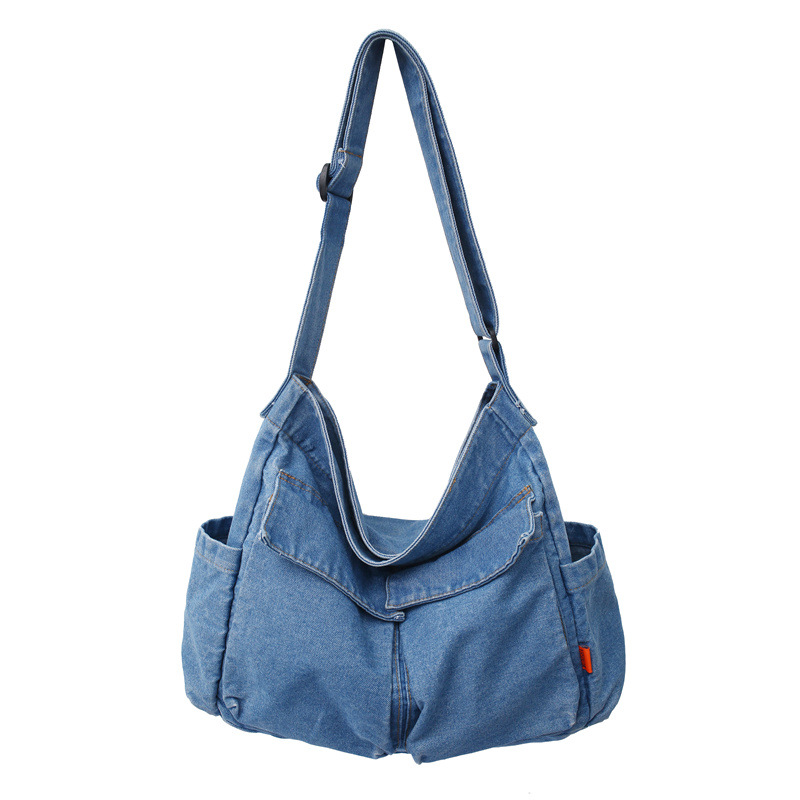 Denim bag, Korean-style artistic single-shoulder bag, tote bag, Japanese-style Harajuku retro laid-back style women's large-capacity crossbody bag Item Picture