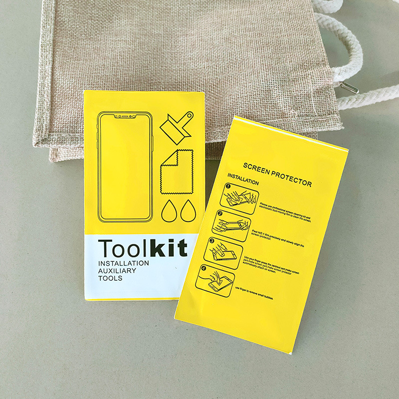 Exquisite yellow four-side sealed film application tool kit, tempered film auxiliary film application tool, mobile phone film application tool kit manufacturer details Picture