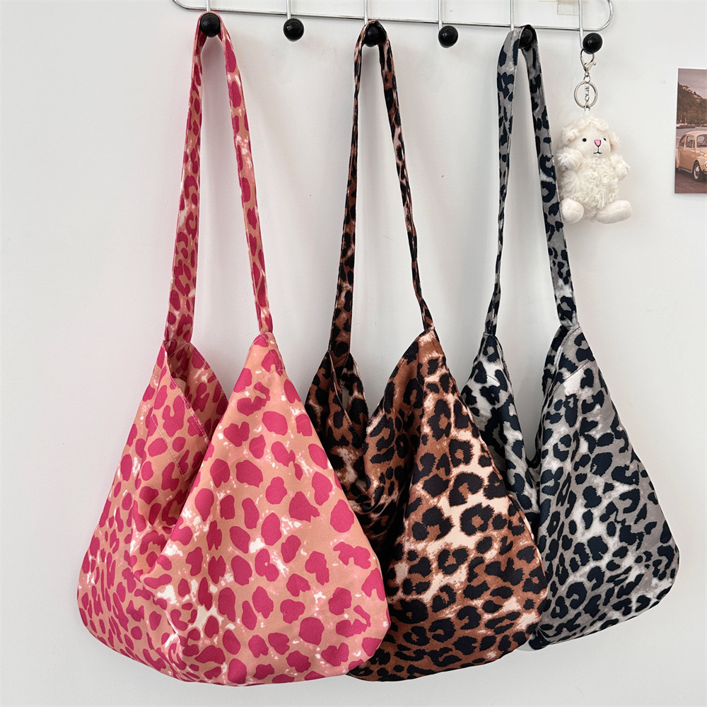 49122 Korean version fashionable large-capacity backpack, new simple canvas bag for women, leopard print single-shoulder crossbody underarm bag full figure