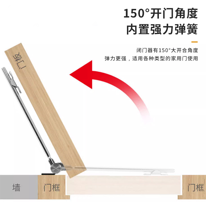 Lightweight and simple door closer, household stainless steel automatic door closer, hotel door buffer automatic door closing device details Picture