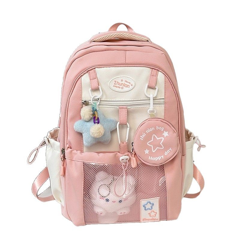 Japanese-style transparent pain bag, InS-style schoolbag for middle and high school students, cute girl, large-capacity backpack, lightweight student backpack Item Picture