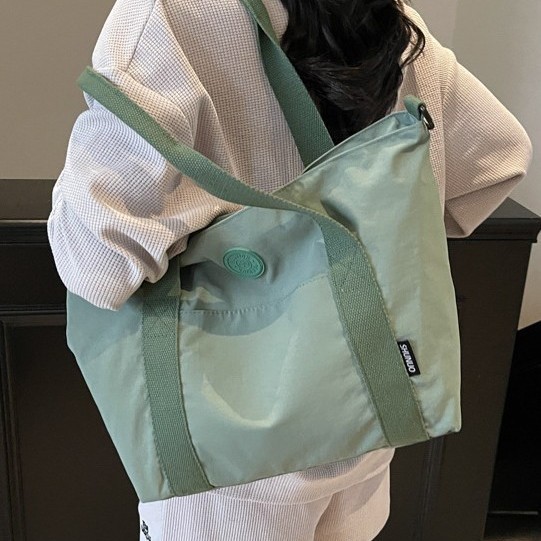 Large-capacity bag, versatile for women in spring and summer, 2025 new simple single-shoulder shopping bag, fabric bag, student tote bag for class Specification drawing